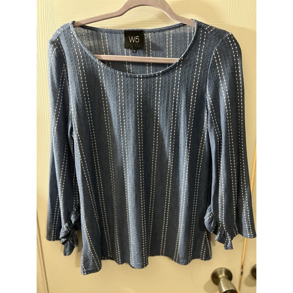 W5 Women Blue 3/4 Sleeve Blouse Medium